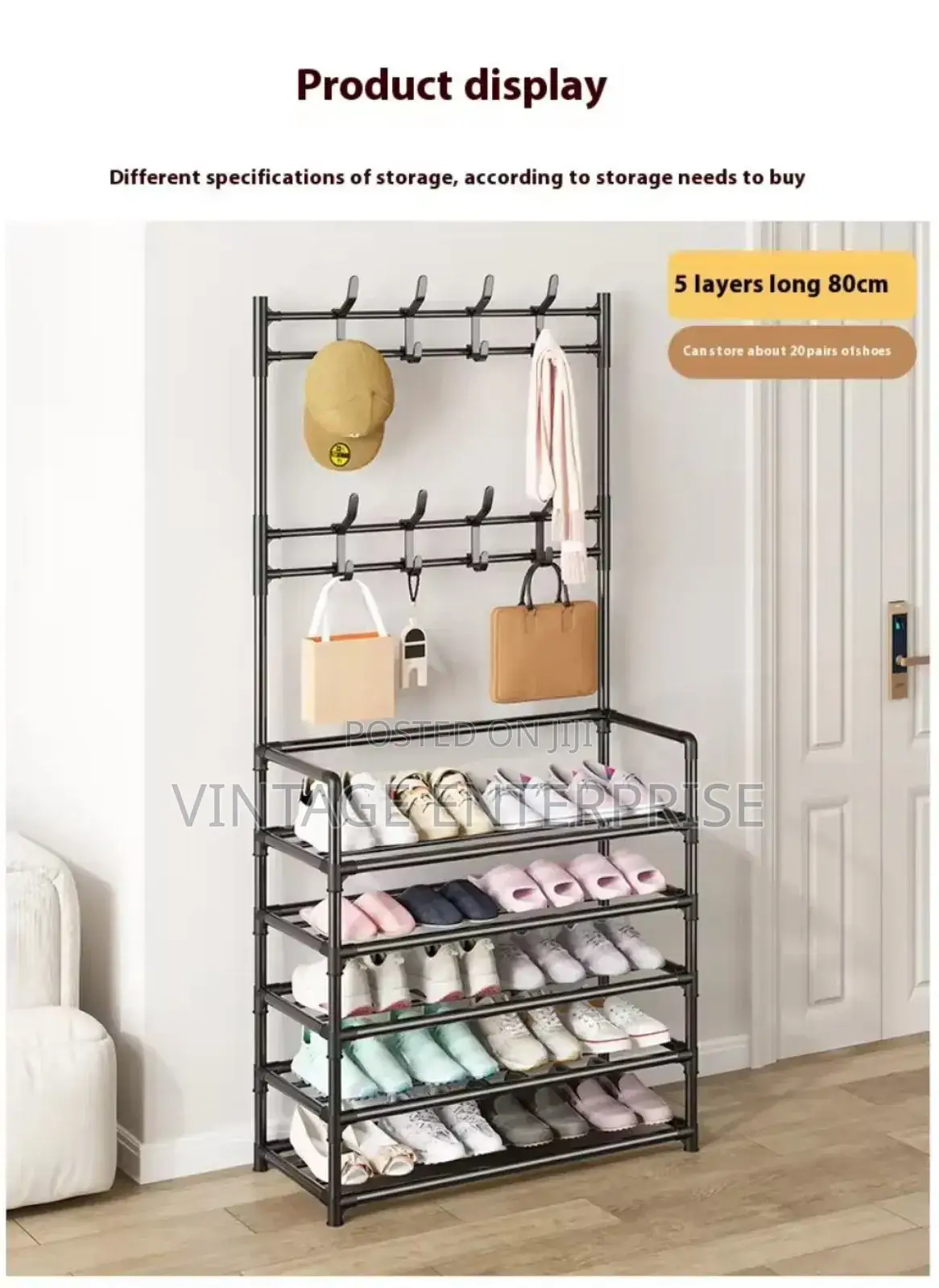High Strong Metallic 5 Layer Shoe Rack Organizer