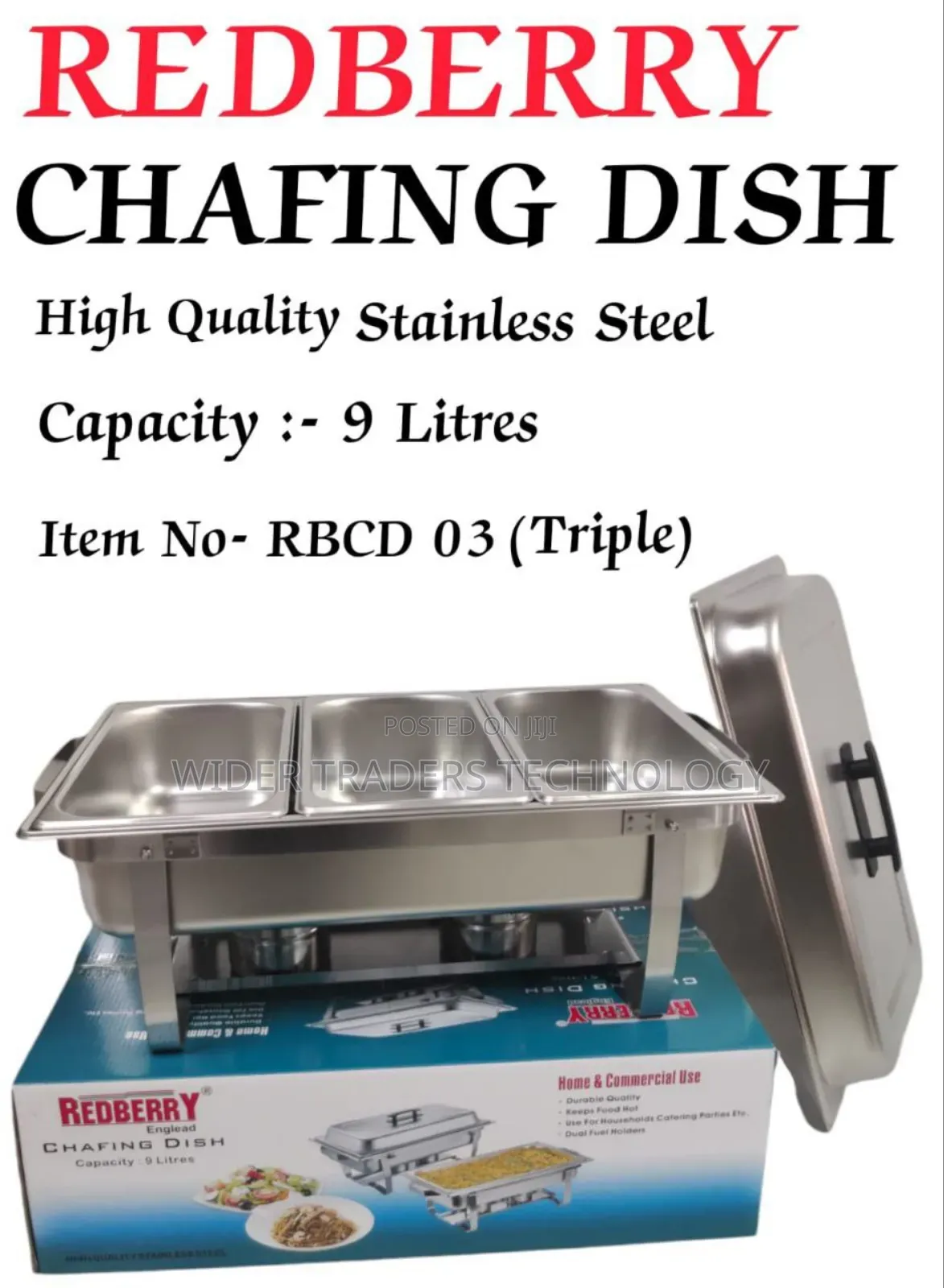 Redberry Chaffing Dish With Triple Partition