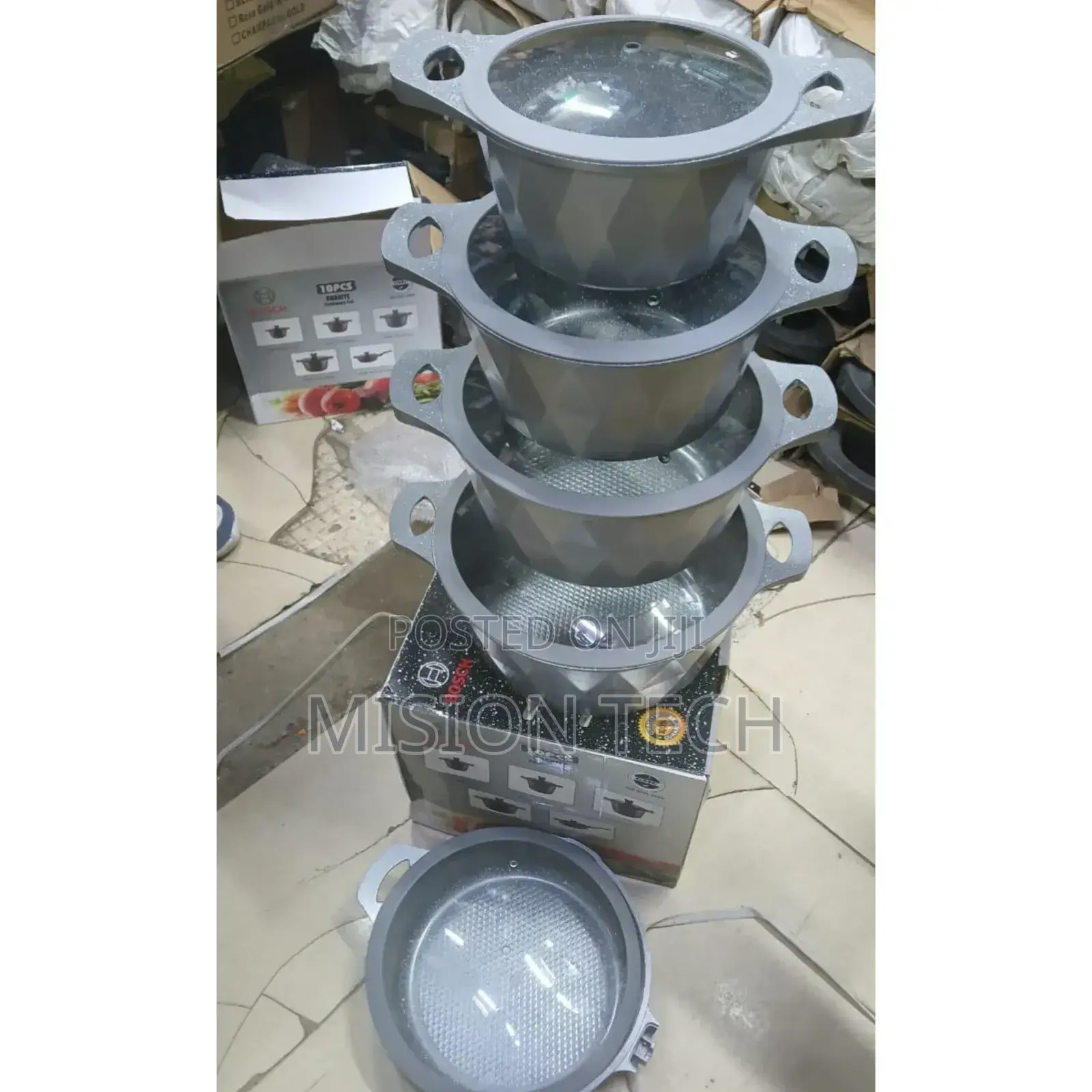Long Diamond 10pcs Cookware Set With Silicon Lids