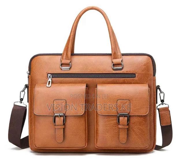 Jeep Buluo Double Pocket Laptop Bag-Size 38*27cm Light Brown - thumbnail 3