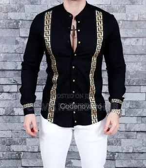 Stylish Long Sleeve Black and Gold Shirts