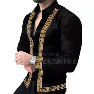 Stylish Long Sleeve Black and Gold Shirts