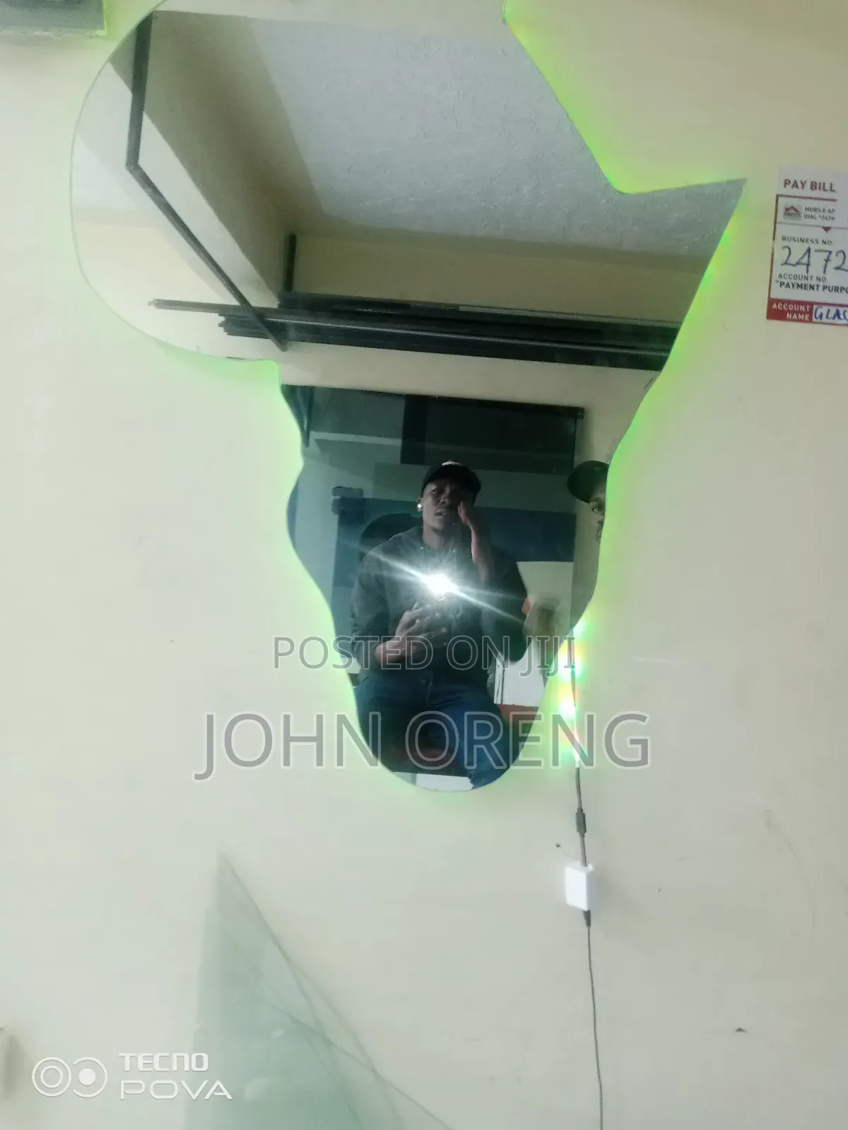African Designed Mirror With LED Lights