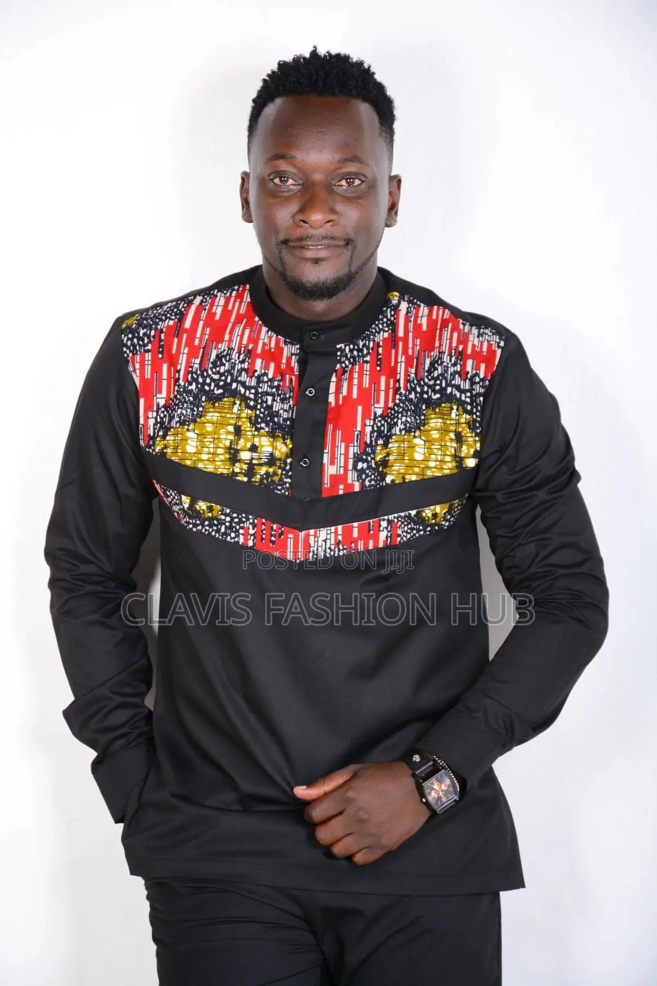 Black African Suit With Kitenge