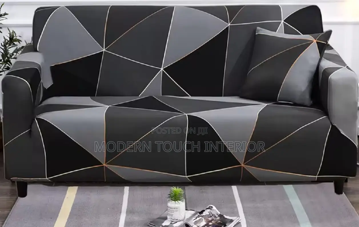 Dark Grey Printed Sofa Cover