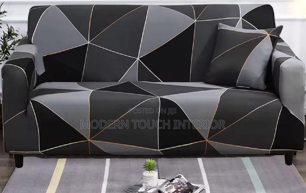 Dark Grey Printed Sofa Cover
