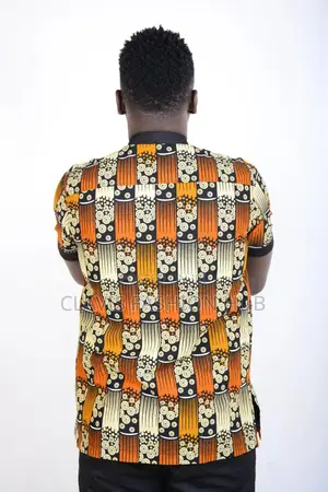 Ready Made Biege Kitenge Shirt All Sizes