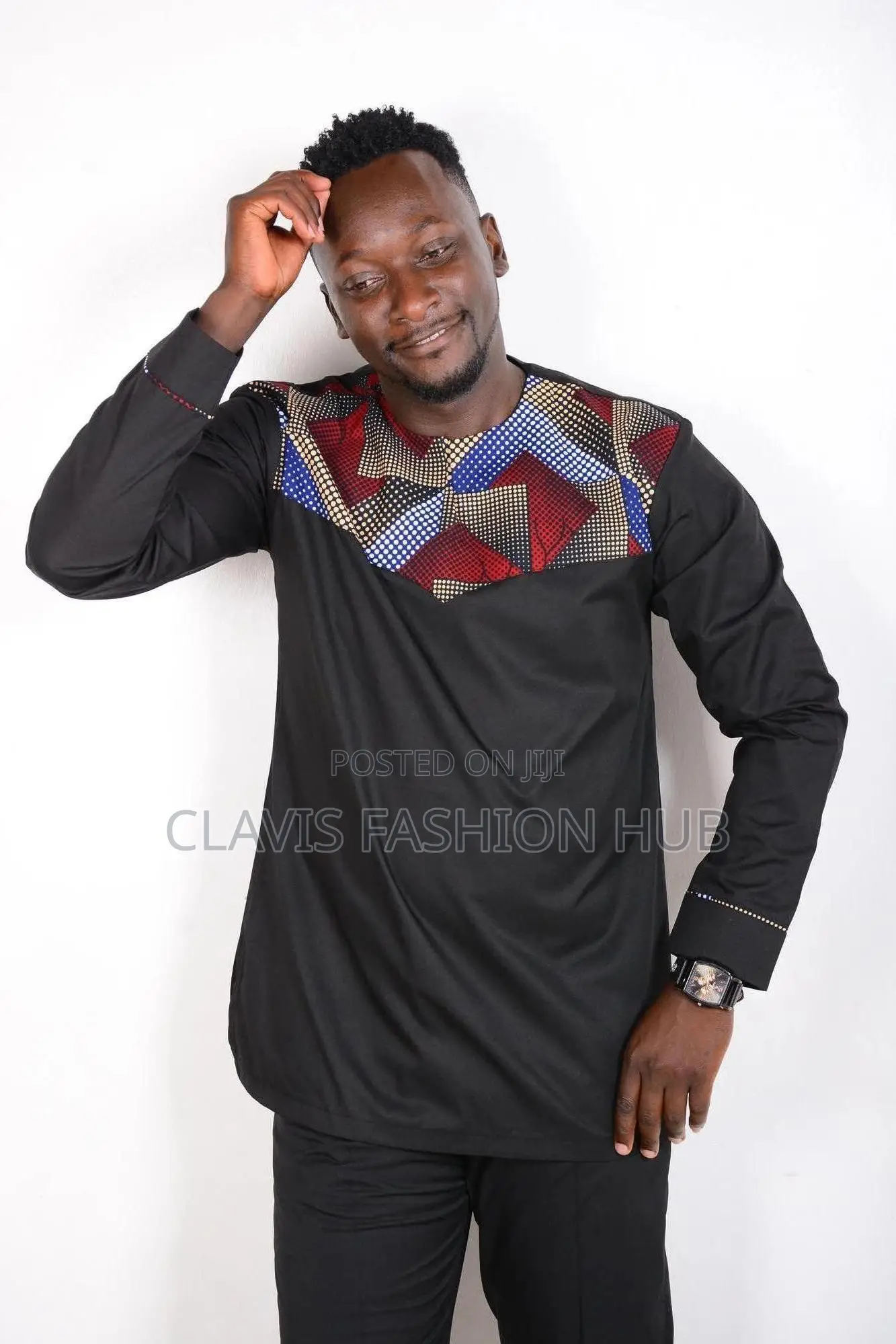Ready Made Black Senator Suit With and Maroon Decoration