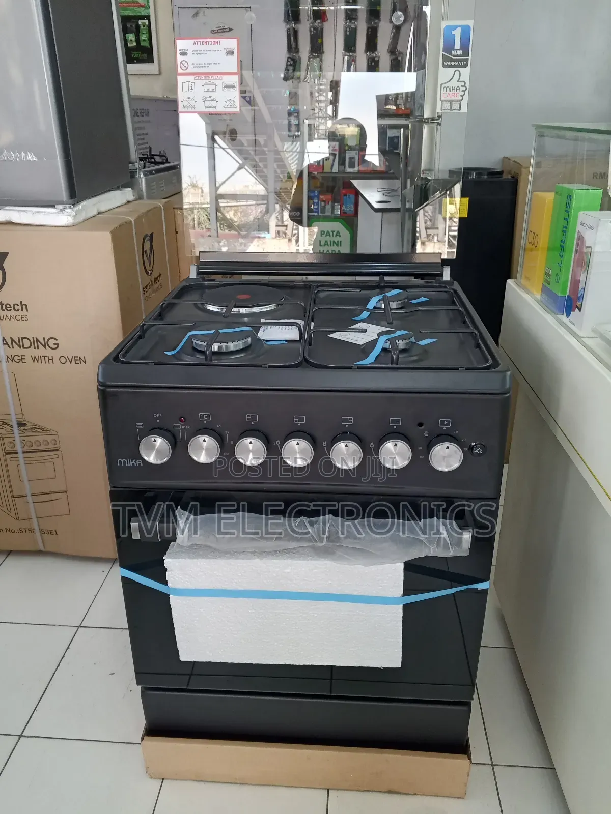 Mika 58cm×58cm 3 Gas Pool Jet Burners+1 Rapid Hotplate Black