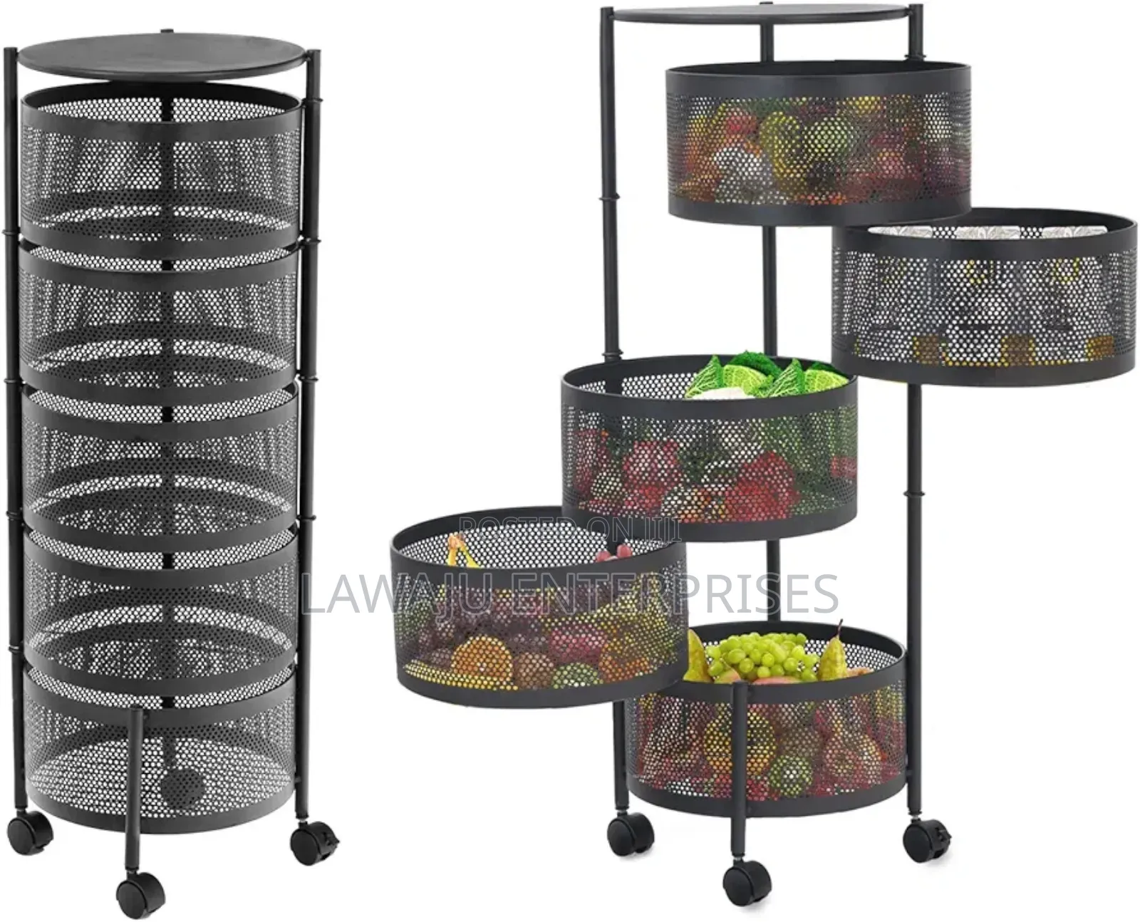 5 Tier Round Storage Rack With Wheels