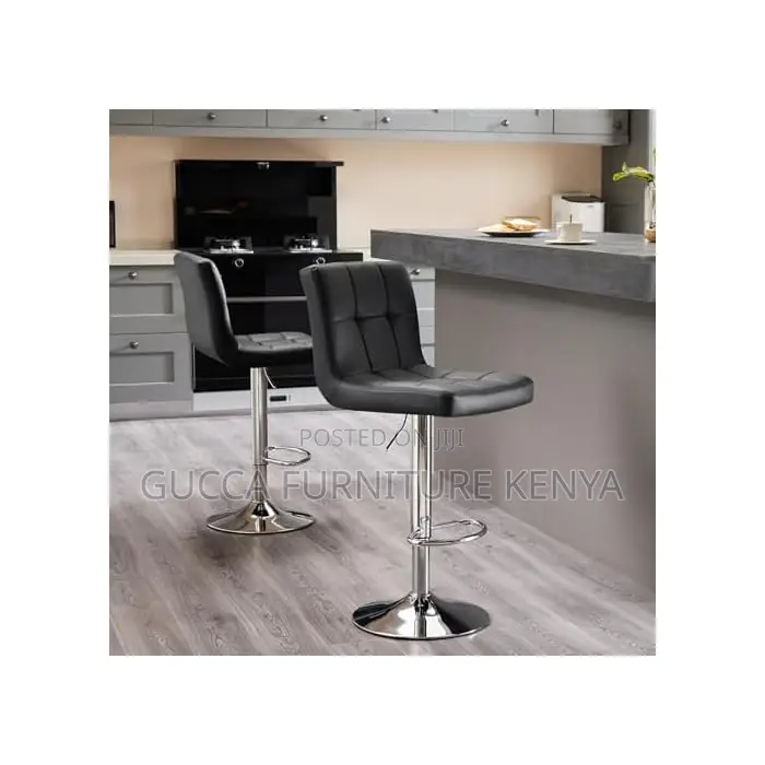 Home Chairs: Contemporary Black Adjustable Swivel Barstool