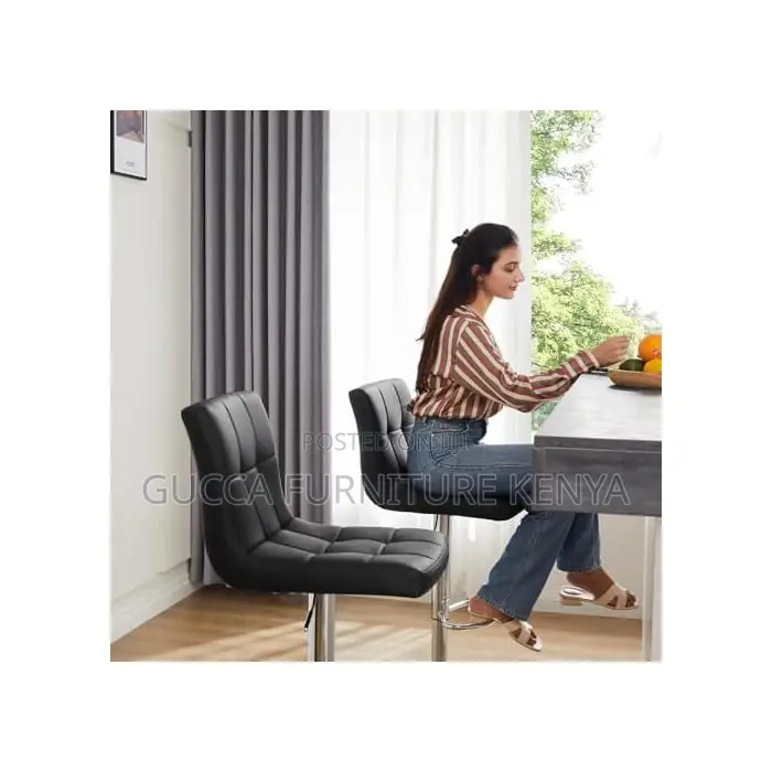 Home Chairs: Contemporary Black Adjustable Swivel Barstool