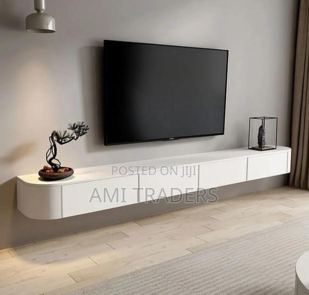 Luxury White Tv Stand 8ft Long - main view