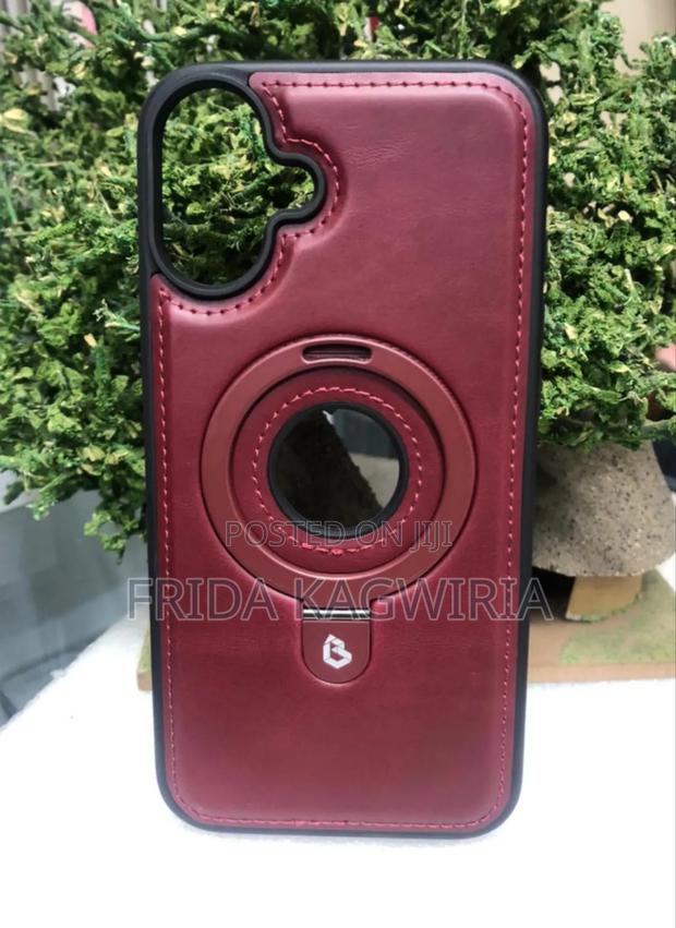 iPhone 16 Leather Back Cover With Magsafe and Stand