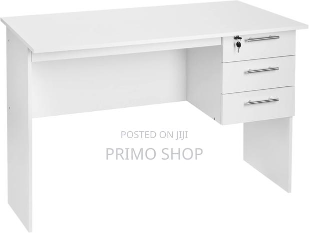 Home Office Study Desk -3 Drawers, Computer Desk in White - thumbnail 9