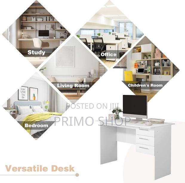 Home Office Study Desk -3 Drawers, Computer Desk in White - thumbnail 8