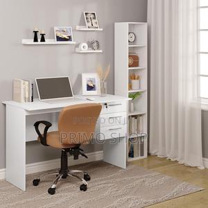 Home Office Study Desk -3 Drawers, Computer Desk in White - thumbnail 2