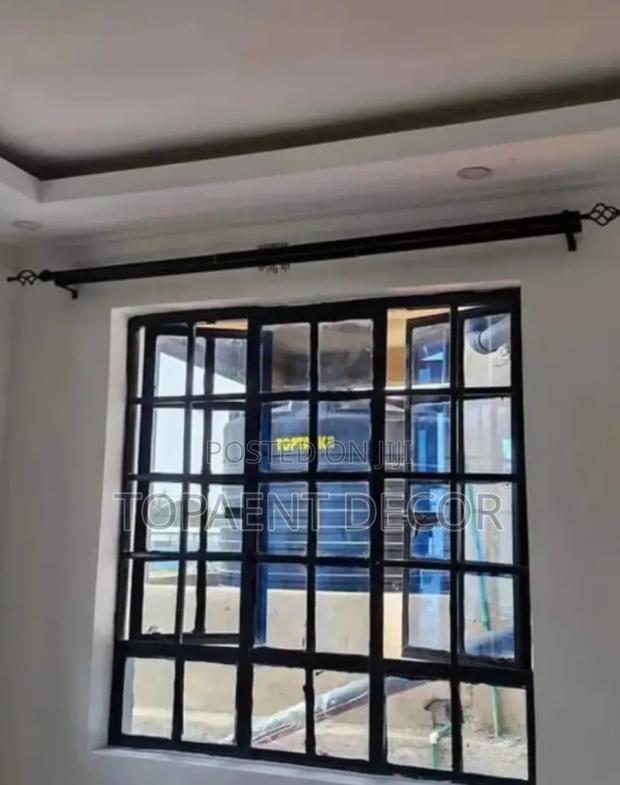 2m Black Double Adjustable Window Curtain Rods - main view