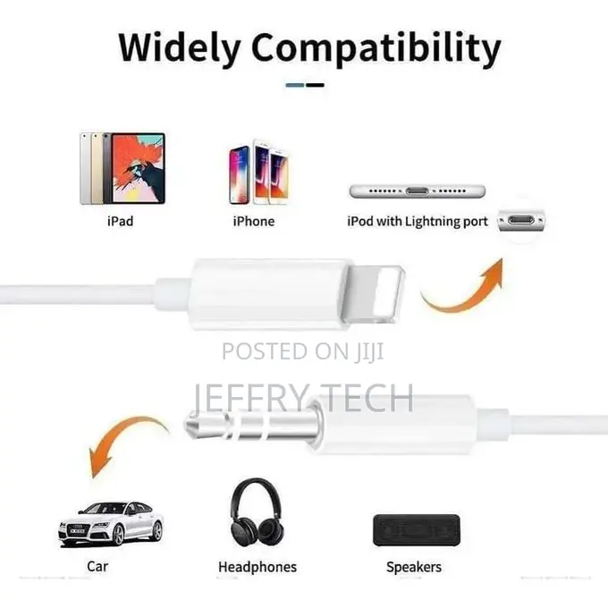 Car AUX Cable With 3.5 Mm Port, Compatible With iPhone