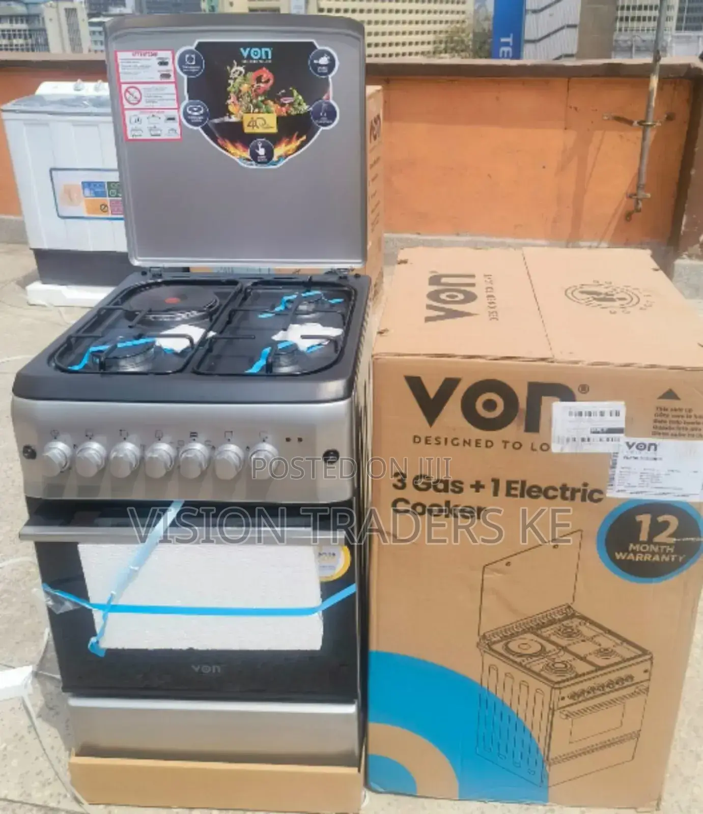 3gas 1hotplate VON Standing Cooker Electric Oven