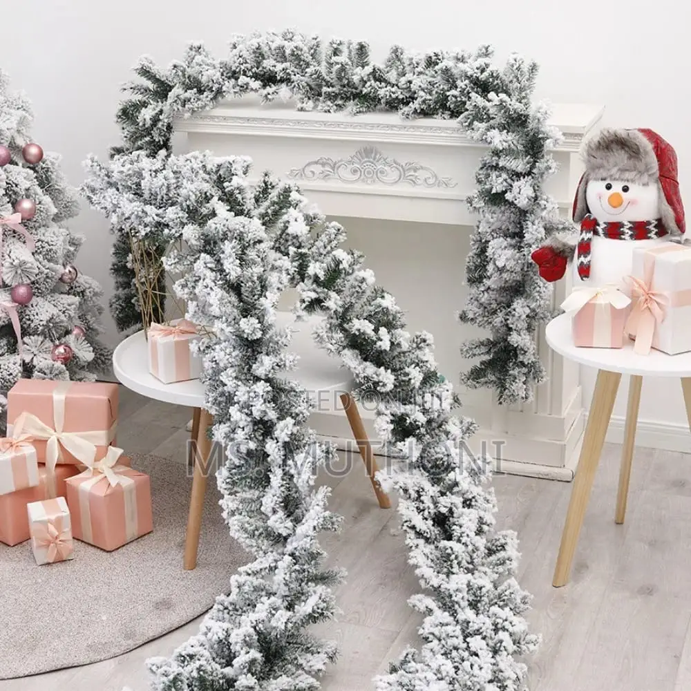 2.7 M Christmas Pine Garland Snow Flocking Cedar Rattan