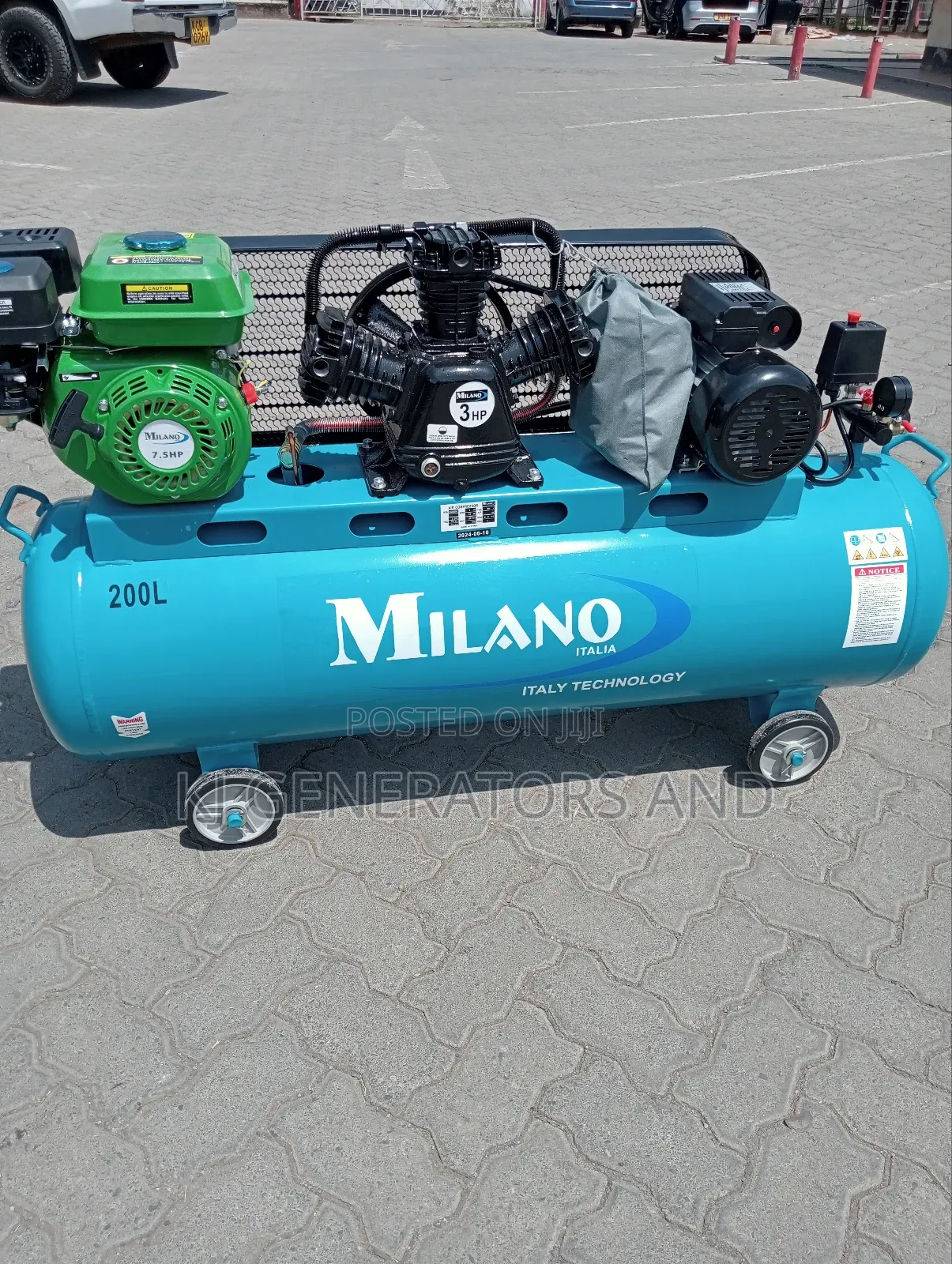 Milano Both Electric and Petrol Compressor 200l