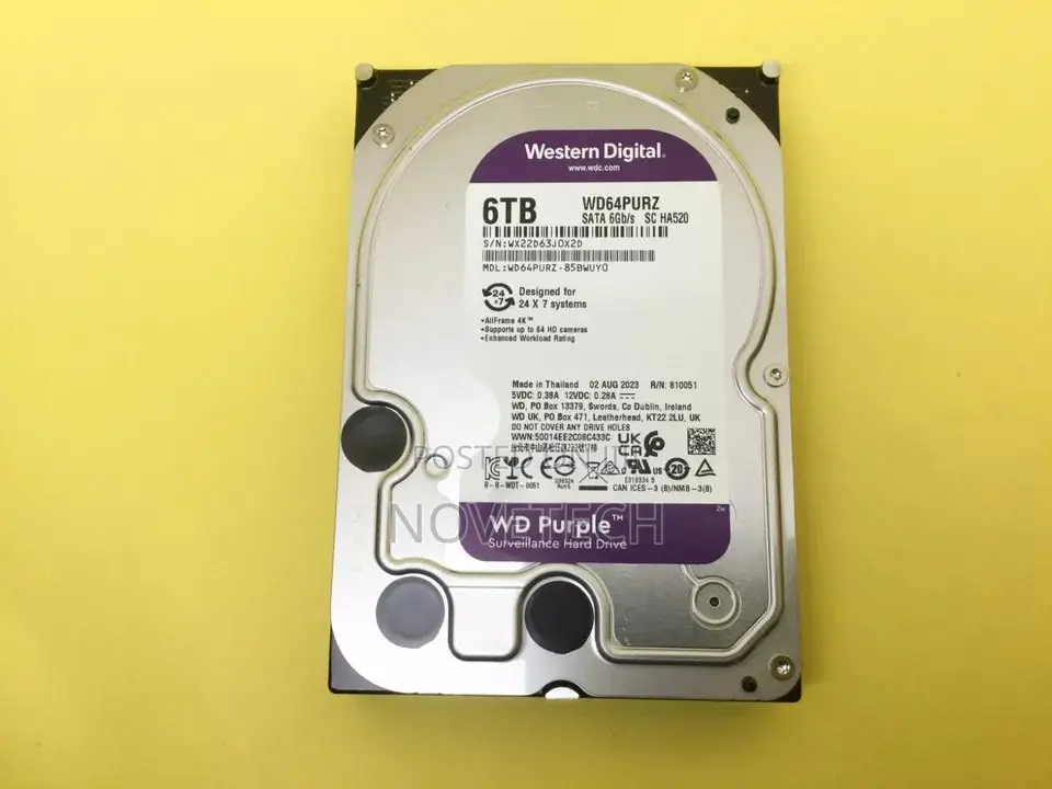 New WD Purple 6tb Harddisk Surveillance CCTV HDD Wd64purz