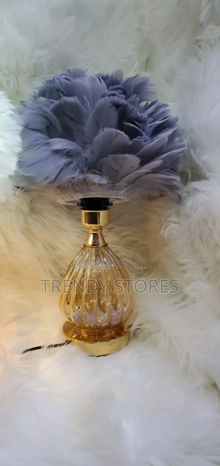 Grey Feather Glass Lamp Stand