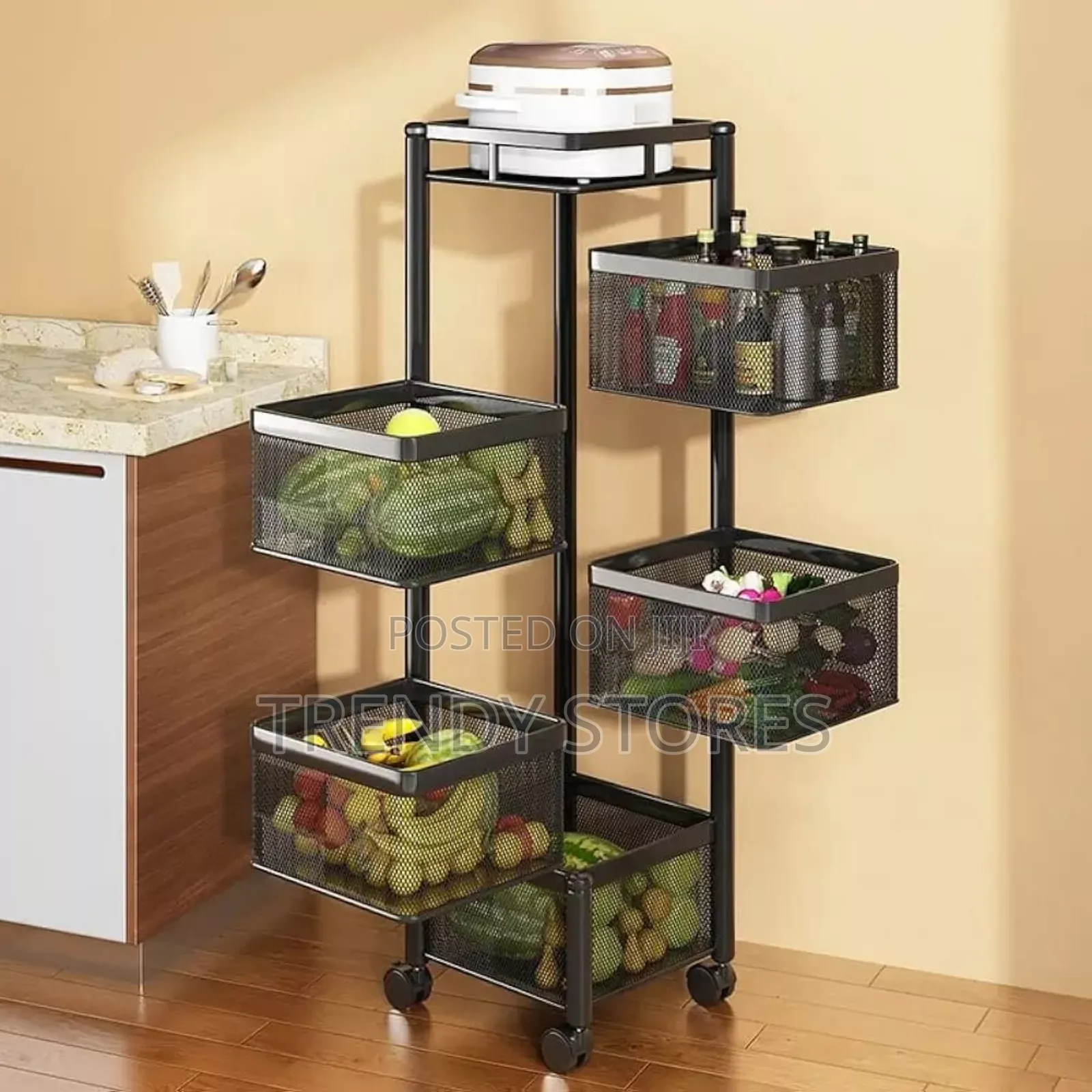 5 Tier Square Storage Rack With Wheels