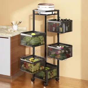 5 Tier Square Storage Rack With Wheels