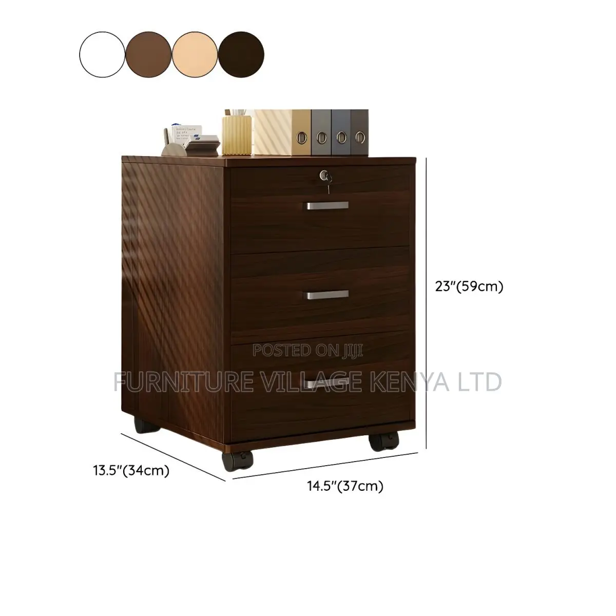 Filing Cabinet With Drawers and Wooden Frame