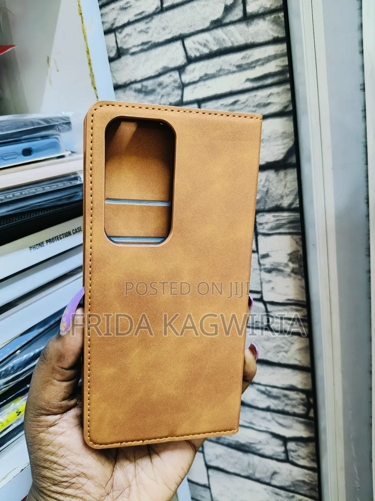 Brown Leather Flip Cover For Oppo Reno 12