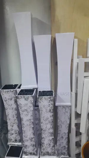 Wooden Vases White and Flowered White