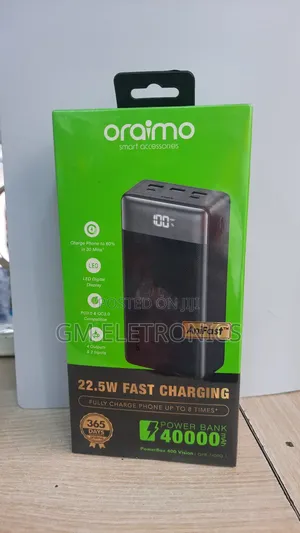 New Oraimo Powerbank 40,000mah 22.5W PD Ultra-High Capacity.