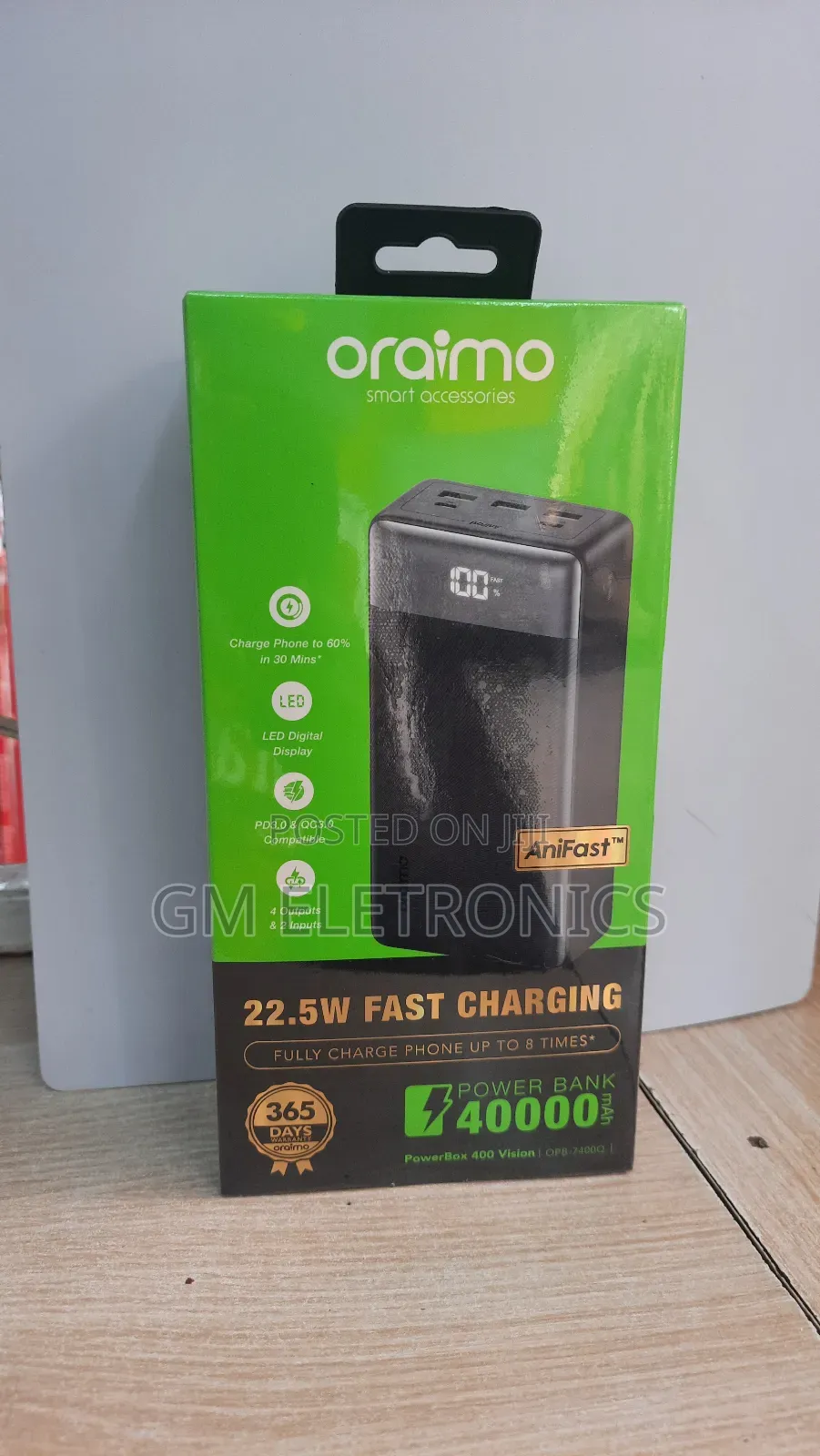 New Oraimo Powerbank 40,000mah 22.5W PD Ultra-High Capacity.