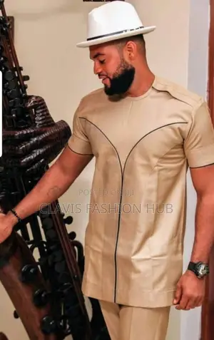 Men Beige Ankara Senator Suits
