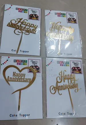 Happy Birthday Cake Toppers in Gold