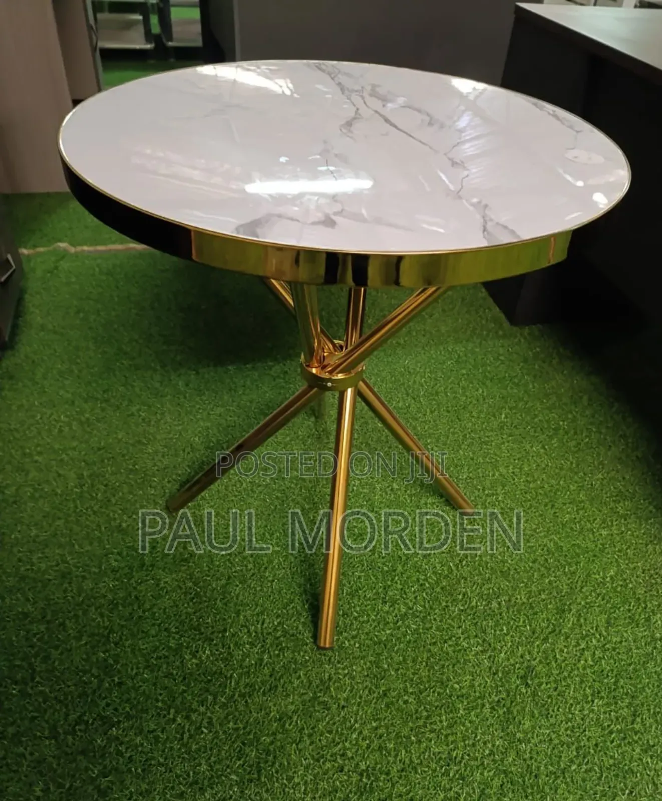 Silver Stand Round Dining Table