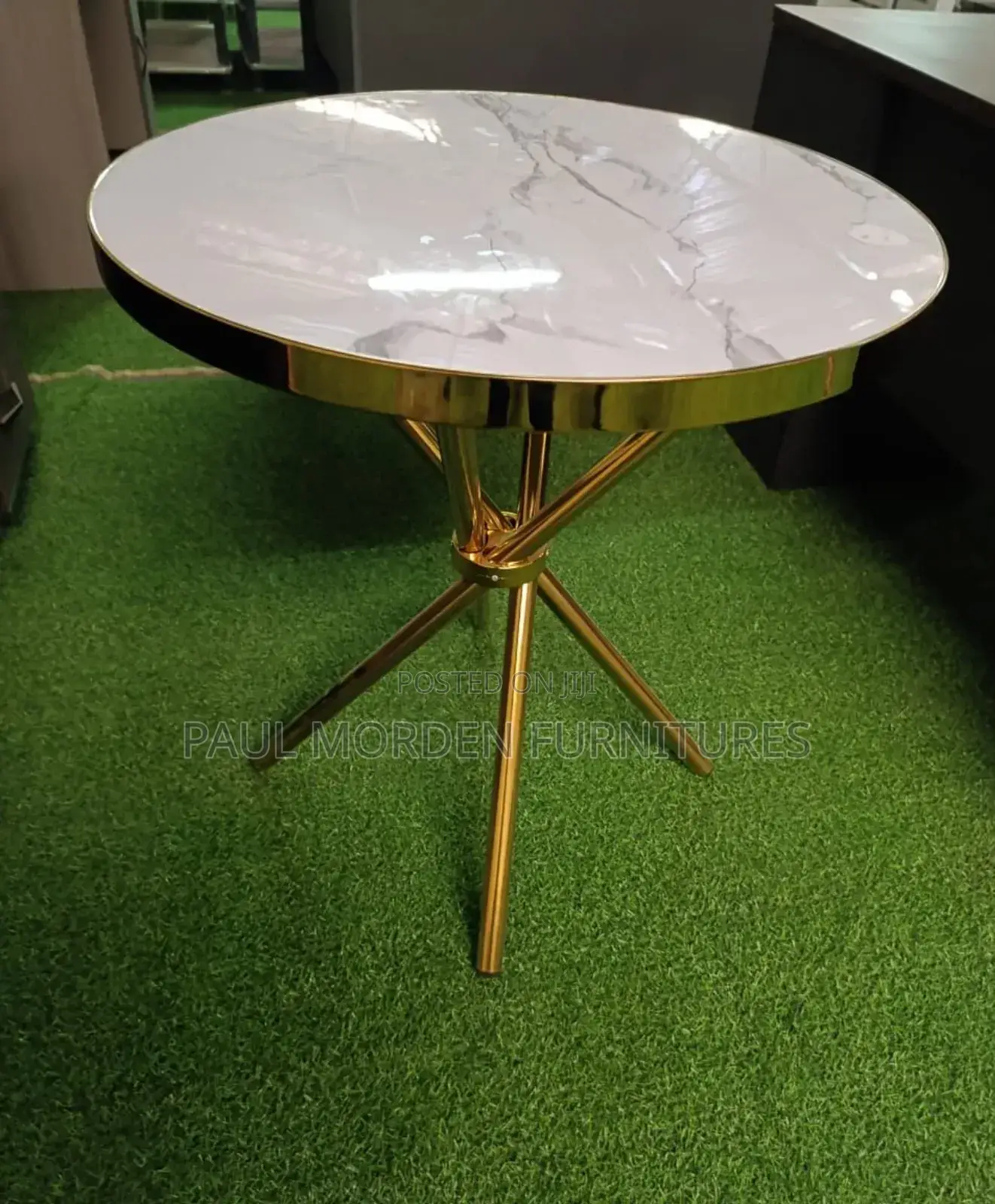 Silver Stand Round Dining Table