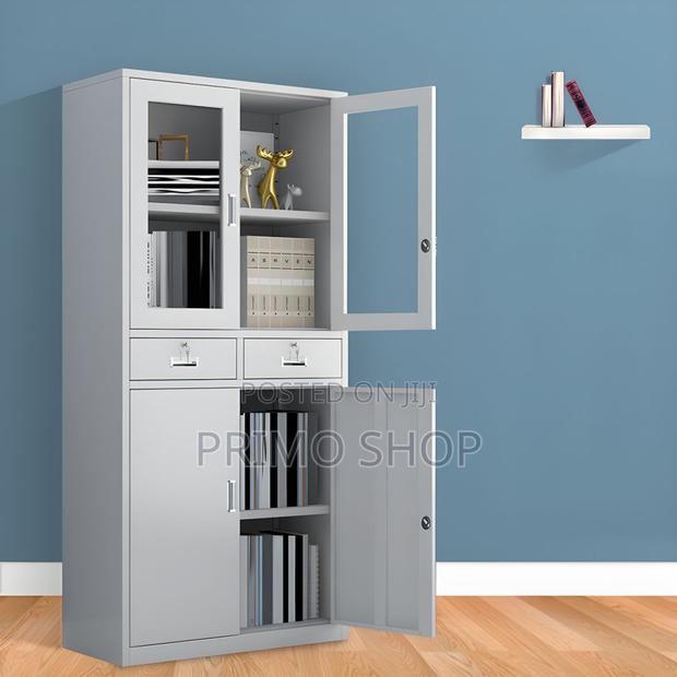 Office Cabinet -2 Doors Metallic Storage Cabinet in Gray - main view