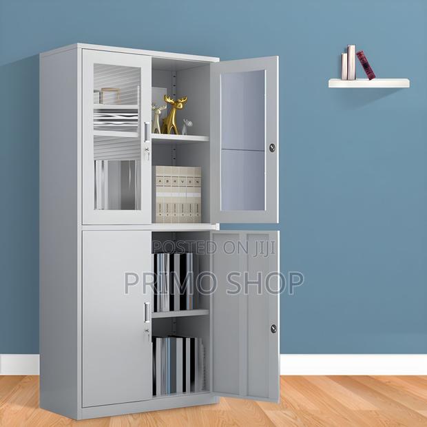 Office Cabinet -2 Doors Metallic Storage Cabinet in Gray - thumbnail 2