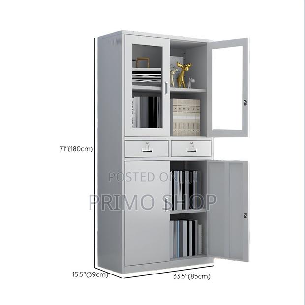 Office Cabinet -2 Doors Metallic Storage Cabinet in Gray - thumbnail 3