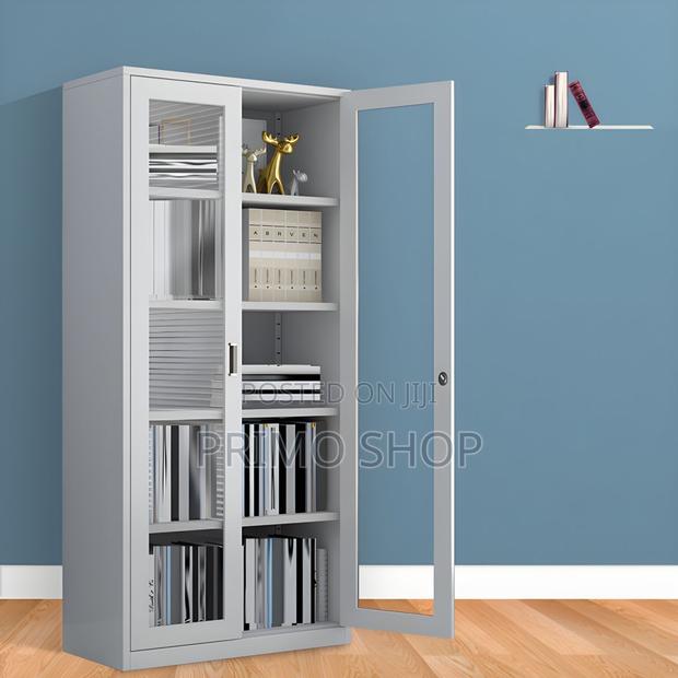 Office Cabinet -2 Doors Metallic Storage Cabinet in Gray - thumbnail 4