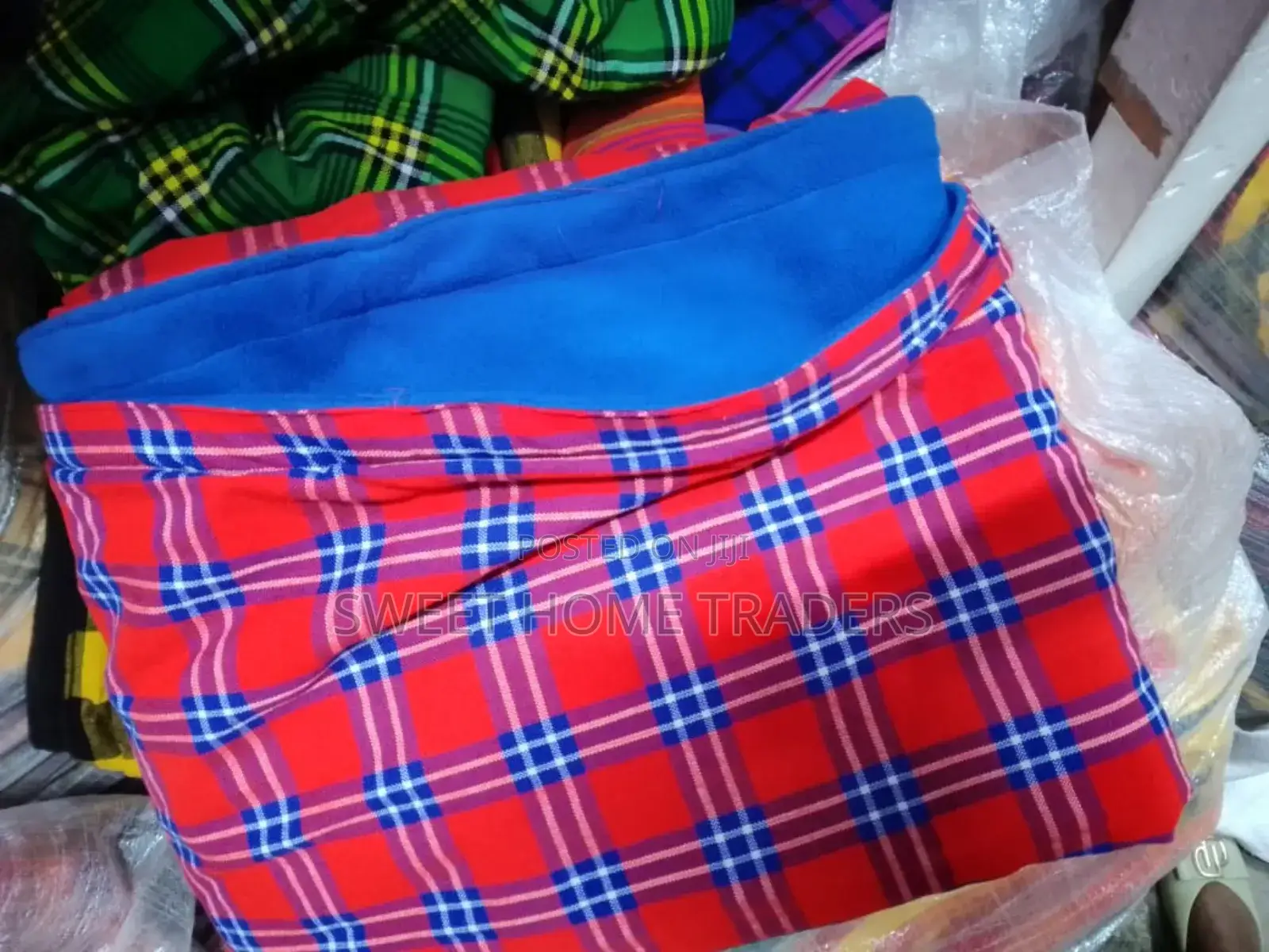 Masaai Shuka With Blue Fleece