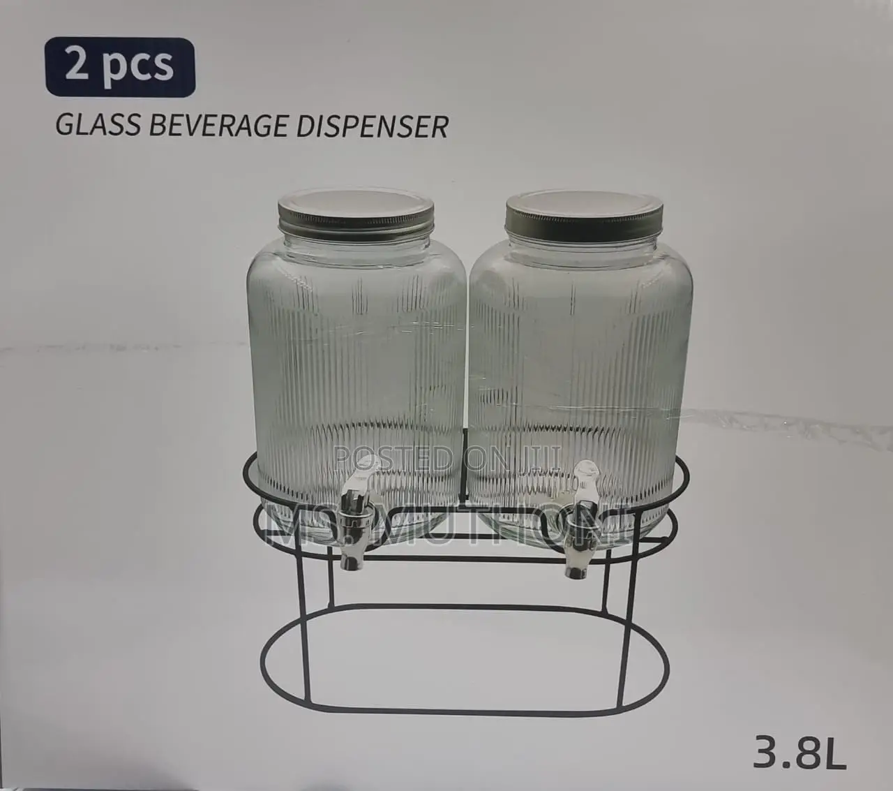 *Black Steel Base 2in1 Each 3.8L Clear Beverage Dispenser