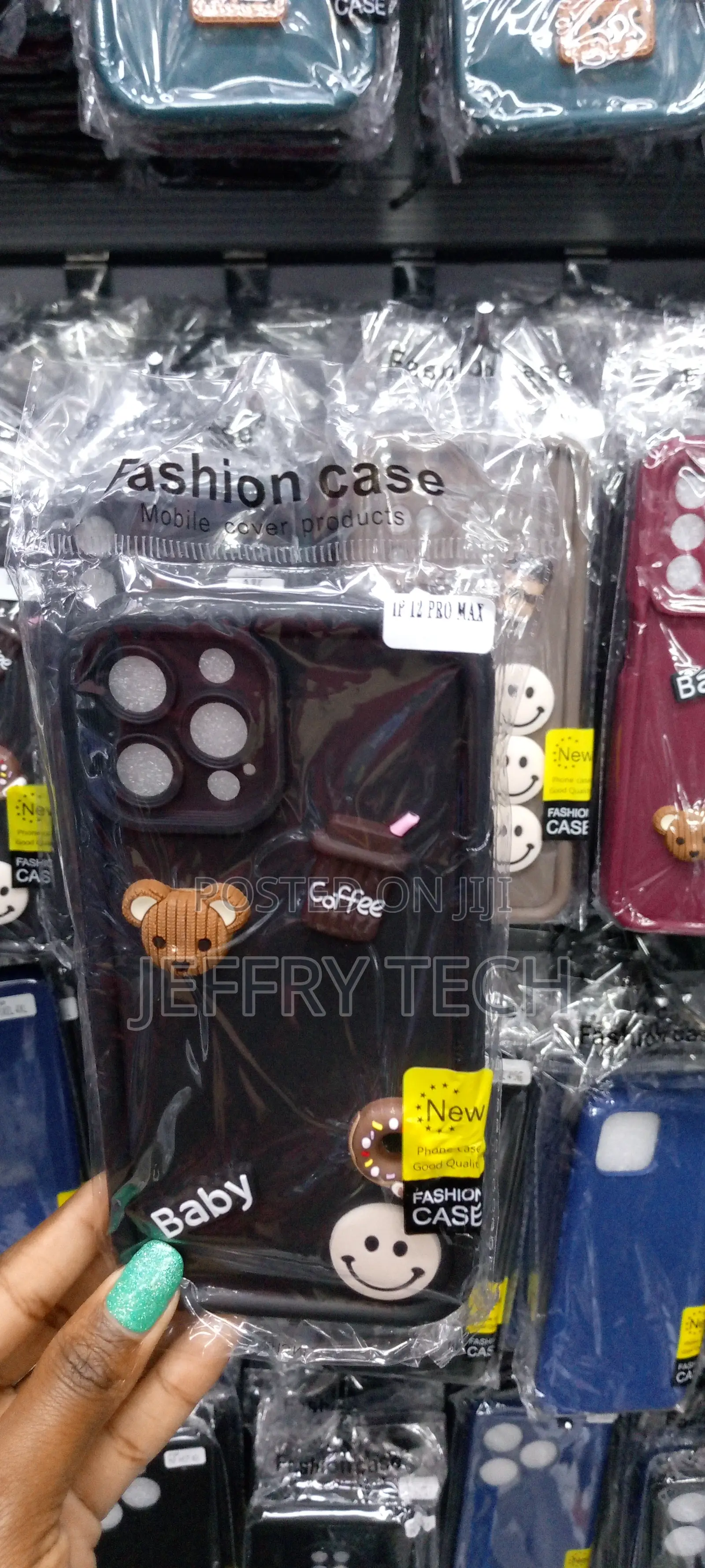 Cartoon 3D Ball Coffee Case for iPhone 12 Pro Max -Black-