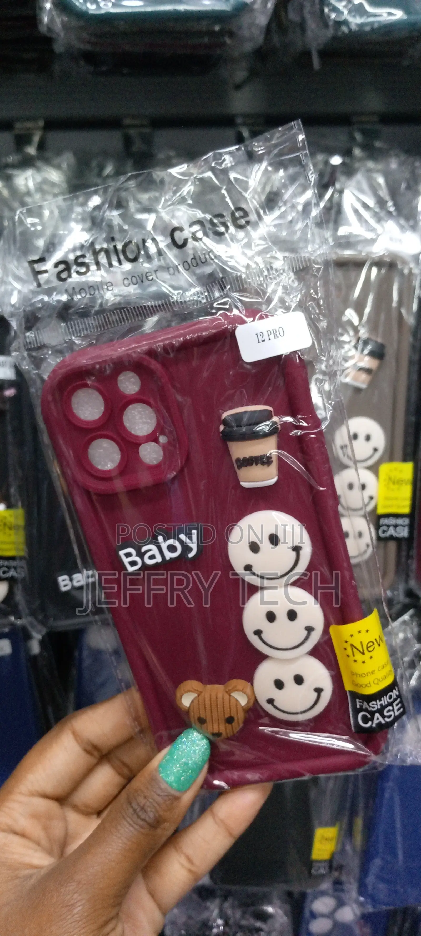Cartoon 3D Coffee Case for iPhone 12 Pro-Burgundy-