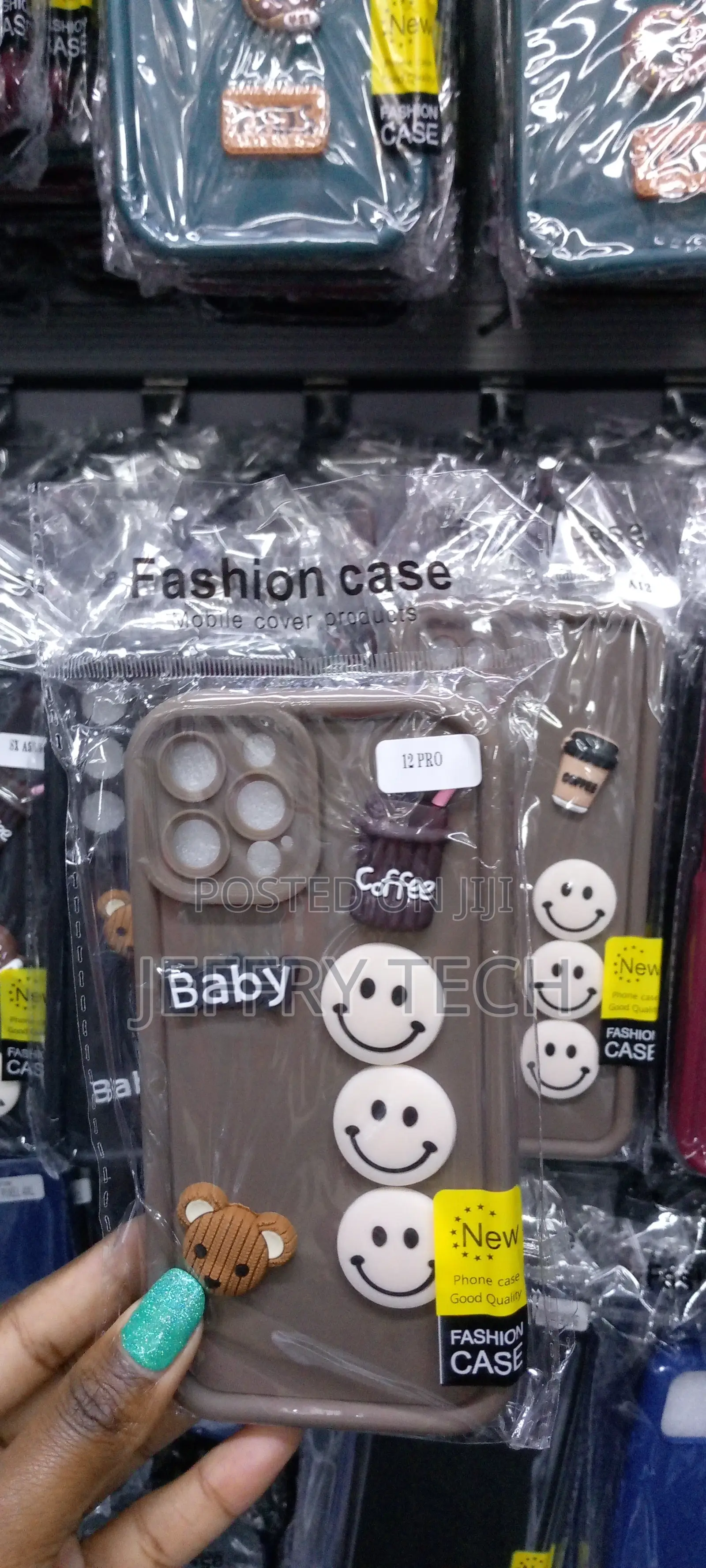 Cute 3D Cartoon Silicon Case for iPhone 12 Pro -Black-