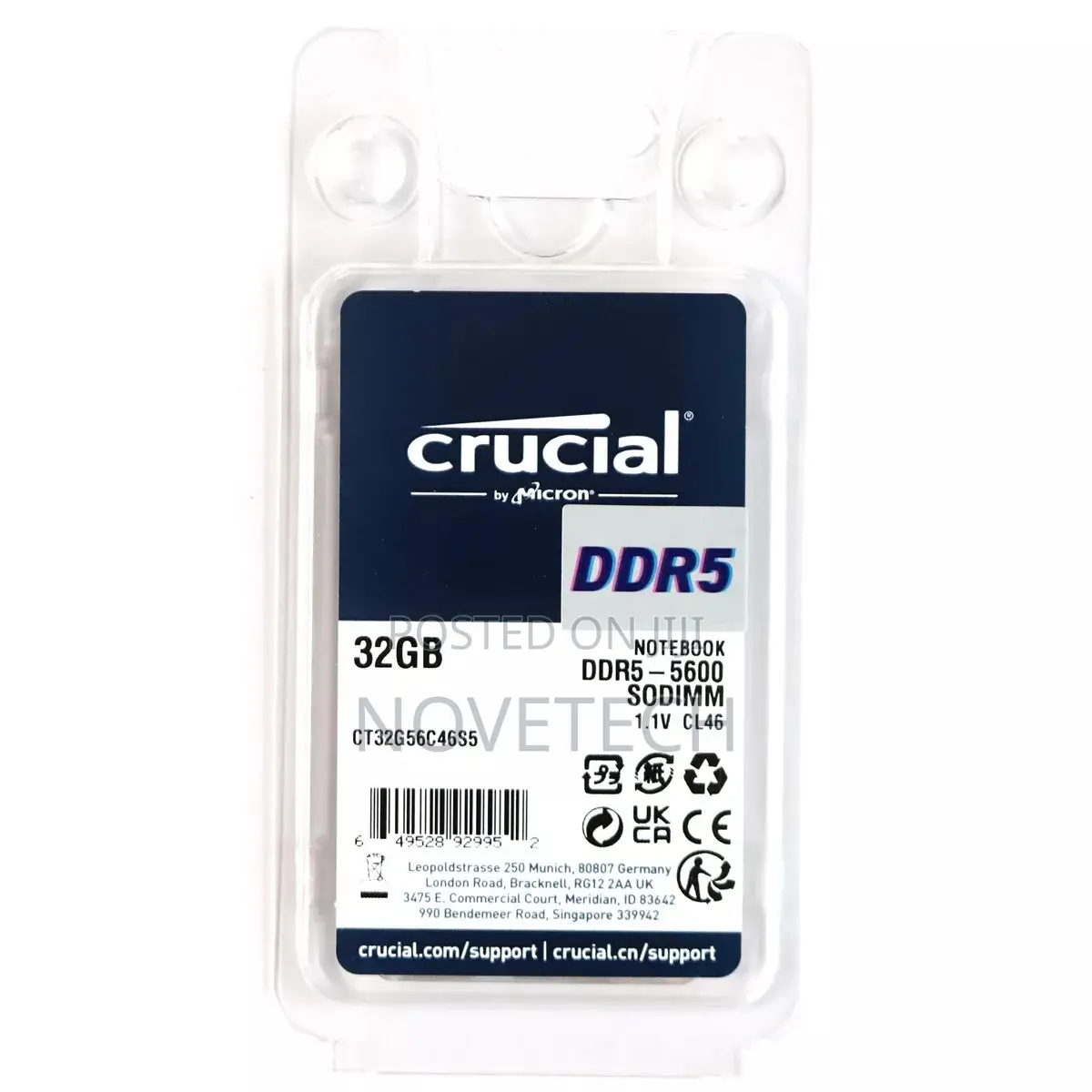 Crucial 32gb Ddr5 Laptop Pc5 RAM 5600mhz