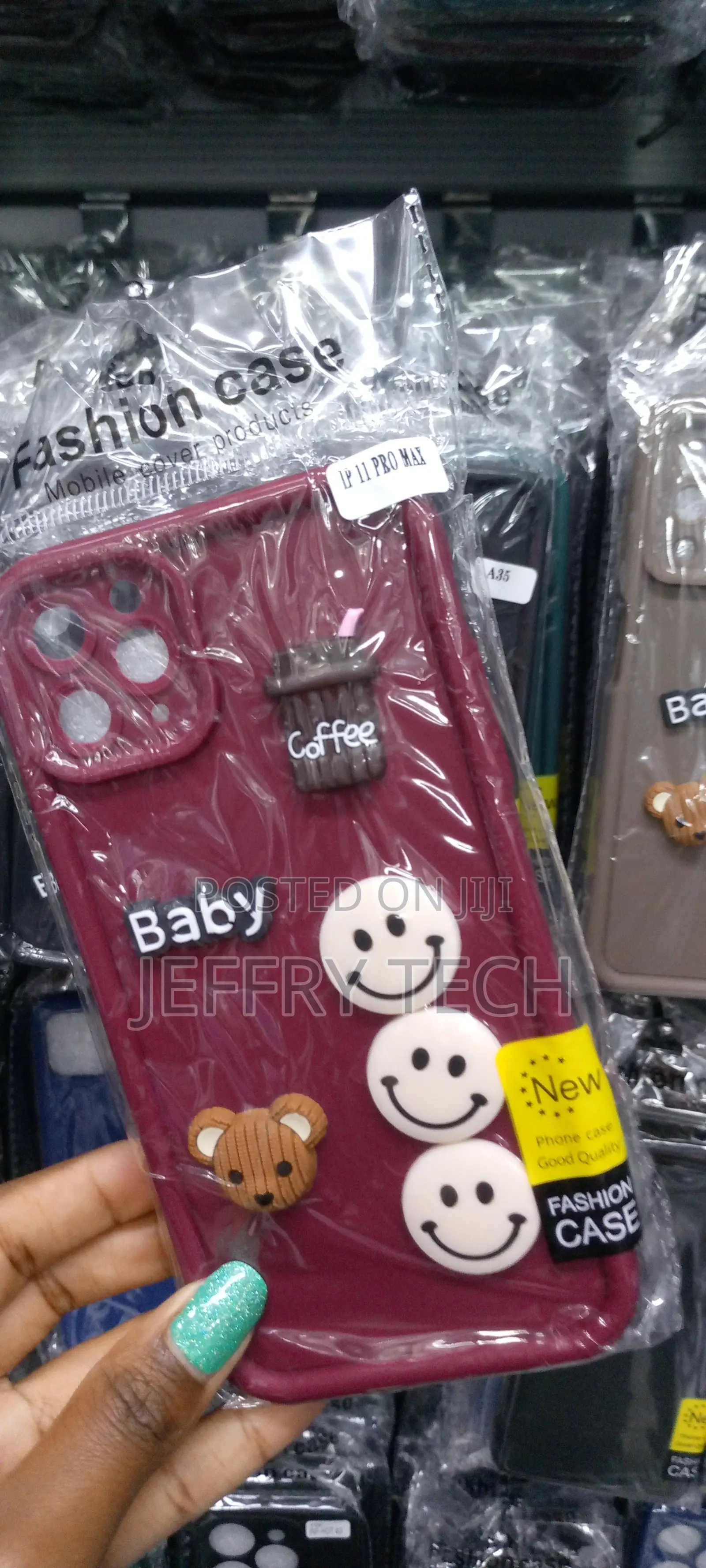 Cute 3D Bear Coffee Case for iPhone 11 Pro Max -Burgundy-